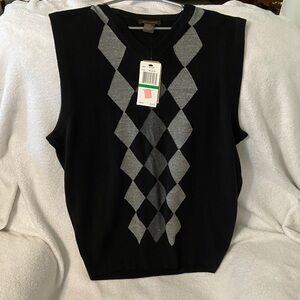 Dockers Black Sweater Vest with Gray Argyle